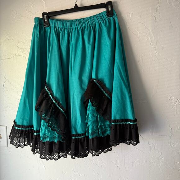 Vintage‎ Western Teal Prairie Skirt & Blouse Set Pitchfork Brand M - Picture 4 of 11